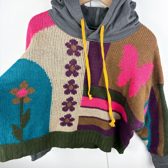 Natural Life Dreamer Hoodie Sweater Colorblock Butterfly Smile Floral L/XL - Picture 3 of 7